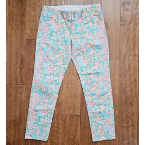 EUC Lilly Pulitzer Women's Worth Skinny Mini Floral Print Jeans 6